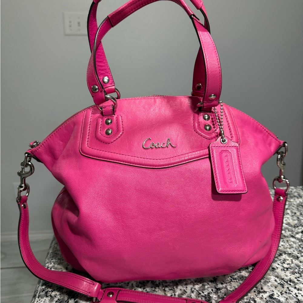 Coach Fuchsia Leather Shoulder Bag